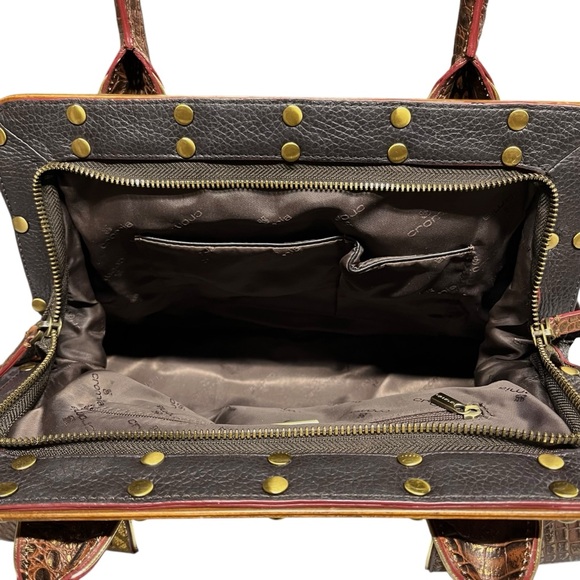 Cromia | Genuine Leather and Calf Hair Fur Doctors Bag Top Handle Satchel - Picture 7 of 9